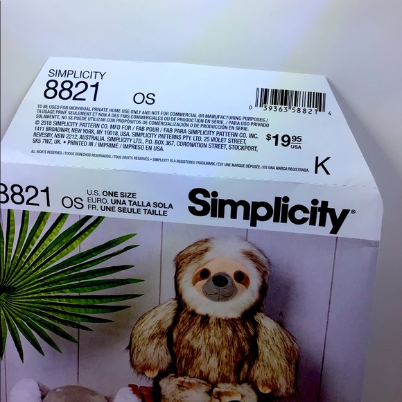 Simplicity Pattern 8821 - 15” Stuffed Animals - Picture 4 of 7